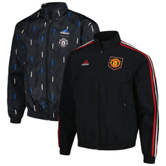 Manchester United 2022/23 On-Field Team Logo Anthem Reversible Full-Zip Jacket Black - Adidas