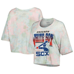 Chicago White Sox Majestic Threads Women's Cooperstown Collection Tie-Dye Boxy Cropped Tri-Blend T-Shirt | MLB Sale