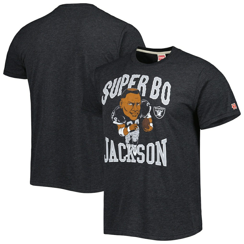 Las Vegas Raiders Bo Jackson Homage Unisex Unisex Caricature Retired Player Tri-Blend T-Shirt