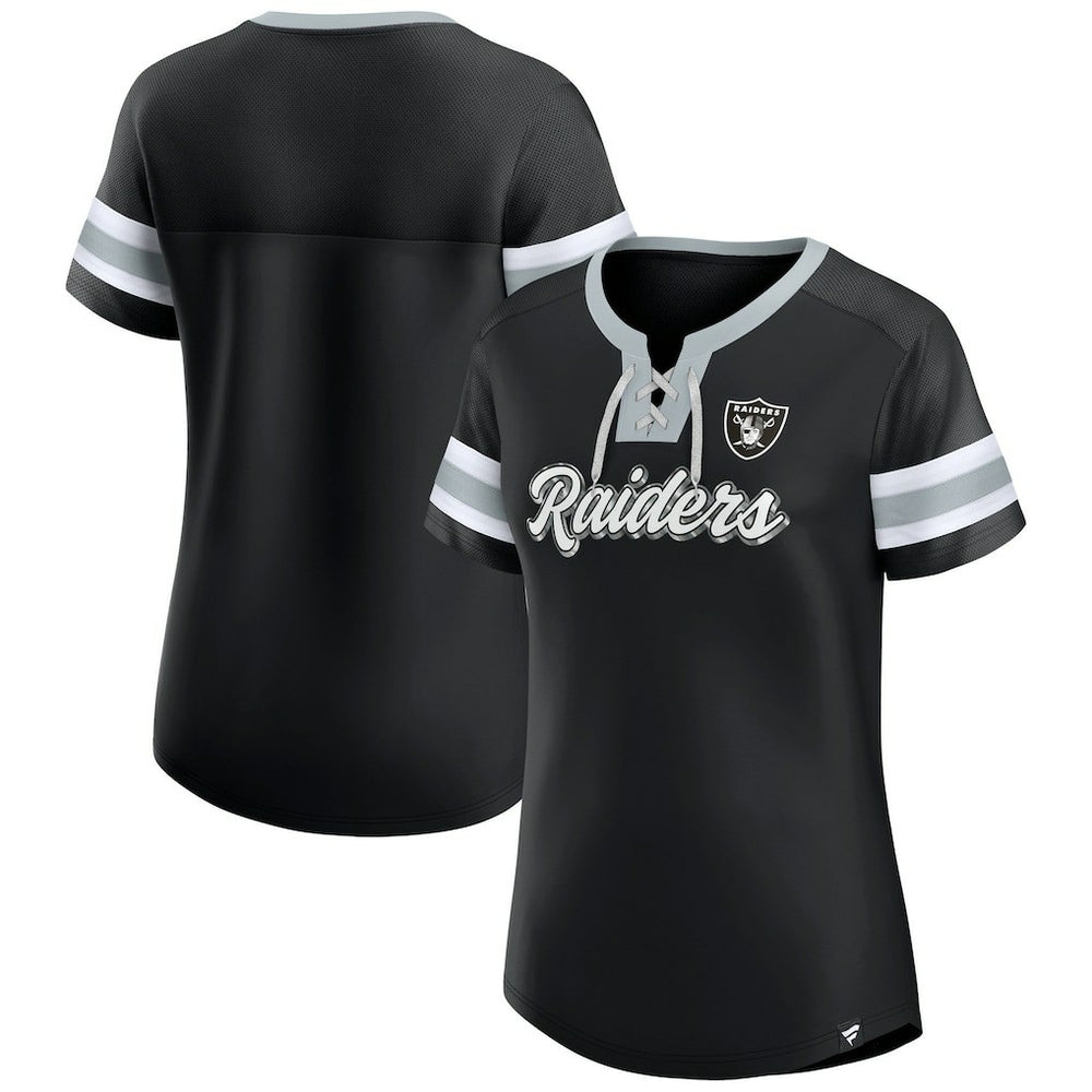 Las Vegas Raiders Fanatics Women's Plus Size Original State Lace-Up T-Shirt
