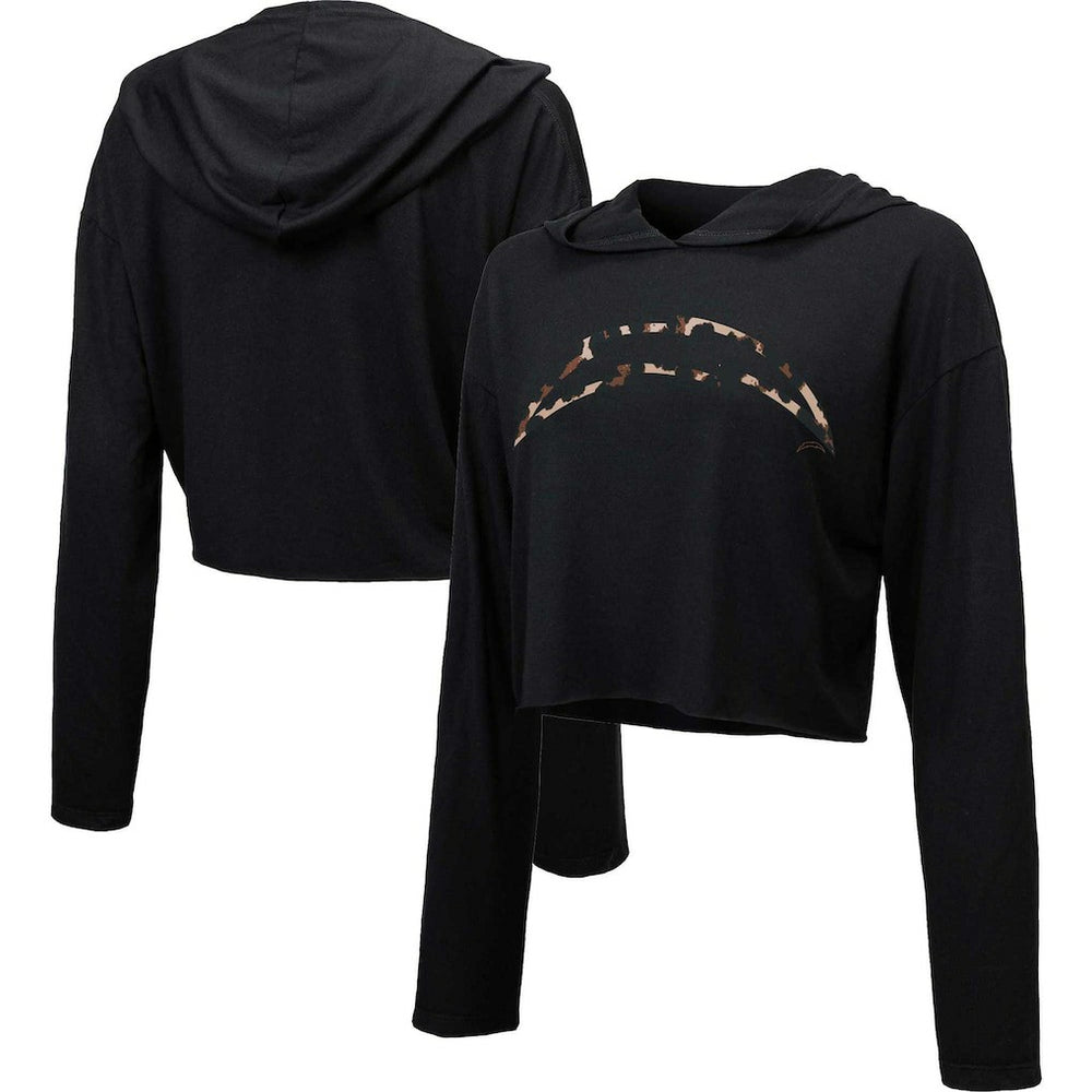 Los Angeles Chargers Majestic Threads Women's Leopard Cropped Pullover Hoodie