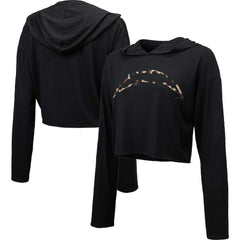Los Angeles Chargers Majestic Threads Women's Leopard Cropped Pullover Hoodie