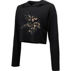 Minnesota Vikings Majestic Threads Women's Leopard Cropped Pullover Hoodie