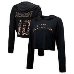 Los Angeles Chargers Justin Herbert Majestic Threads Women's Leopard Player Name & Number Long Sleeve Cropped Hoodie