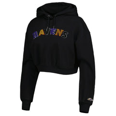 Baltimore Ravens The Wild Collective Women's Cropped Pullover Hoodie