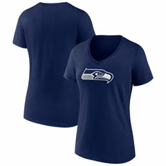 Seattle Seahawks Fanatics Women's Icon Primary Logo V-Neck T-Shirt