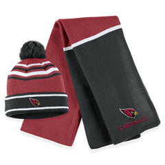 Arizona Cardinals WEAR by Erin Andrews Women's Colorblock Cuffed Knit Hat with Pom and Scarf Set