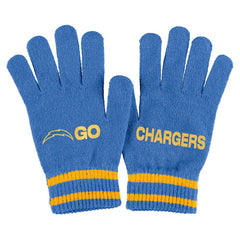 Los Angeles Chargers WEAR by Erin Andrews Women's Double Jacquard Cuffed Knit Hat with Pom and Gloves Set