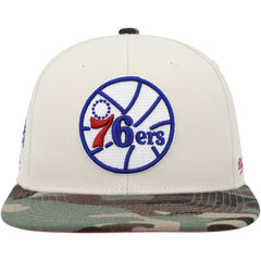 Philadelphia 76ers Hardwood Classics 1976 NBA All-Star Game Off White Camo Fitted Hat On Sale