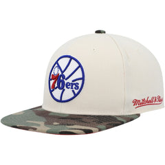 Philadelphia 76ers Hardwood Classics 1976 NBA All-Star Game Off White Camo Fitted Hat On Sale