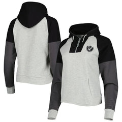 Las Vegas Raiders Antigua Women's Lightweight Jackpot Raglan Half-Zip Pullover Hoodie