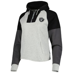 Las Vegas Raiders Antigua Women's Lightweight Jackpot Raglan Half-Zip Pullover Hoodie