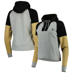 New Orleans Saints Antigua Women's Lightweight Jackpot Raglan Half-Zip Pullover Hoodie