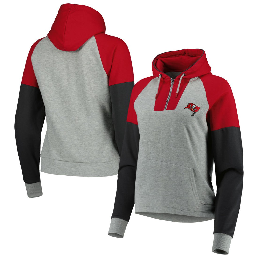 Tampa Bay Buccaneers Antigua Women's Lightweight Jackpot Raglan Half-Zip Pullover Hoodie