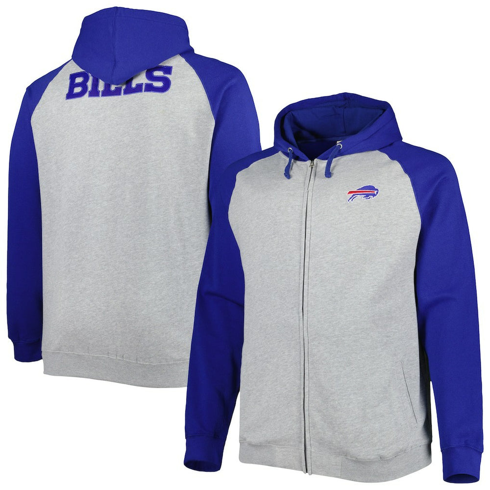Buffalo Bills Big & Tall Fleece Raglan Full-Zip Hoodie Jacket