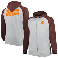 Cleveland Browns Big & Tall Fleece Raglan Full-Zip Hoodie Jacket