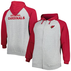 Arizona Cardinals Big & Tall Fleece Raglan Full-Zip Hoodie Jacket