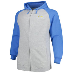 Los Angeles Chargers Fanatics Big & Tall Fleece Raglan Full-Zip Hoodie Jacket