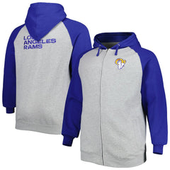 Los Angeles Rams Big & Tall Fleece Raglan Full-Zip Hoodie Jacket
