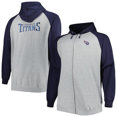 Tennessee Titans Big & Tall Fleece Raglan Full-Zip Hoodie Jacket
