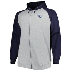 Tennessee Titans Big & Tall Fleece Raglan Full-Zip Hoodie Jacket