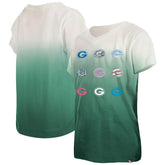 Green Bay Packers New Era Youth Multi Logo Ombre V-Neck T-Shirt