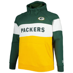 Green Bay Packers New Era Big & Tall Current Team Colorblock Fleece Raglan Pullover Hoodie