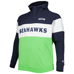 Seattle Seahawks New Era Big & Tall Current Team Colorblock Fleece Raglan Pullover Hoodie