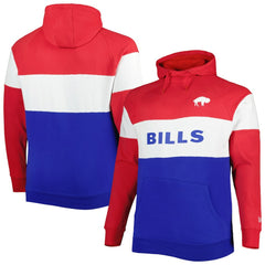 Buffalo Bills New Era Big & Tall Throwback Colorblock Fleece Raglan Pullover Hoodie