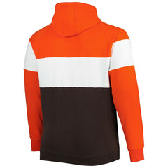 Cleveland Browns New Era Big & Tall Throwback Colorblock Fleece Raglan Pullover Hoodie