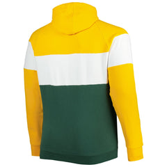Green Bay Packers New Era Big & Tall Throwback Colorblock Fleece Raglan Pullover Hoodie
