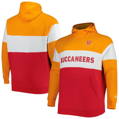 Tampa Bay Buccaneers New Era Big & Tall Throwback Colorblock Fleece Raglan Pullover Hoodie