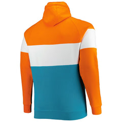 Miami Dolphins New Era Big & Tall Throwback Colorblock Raglan Pullover Hoodie