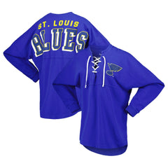 St. Louis Blues Fanatics Women's Spirit Lace-Up V-Neck Long Sleeve Jersey T-Shirt Discount
