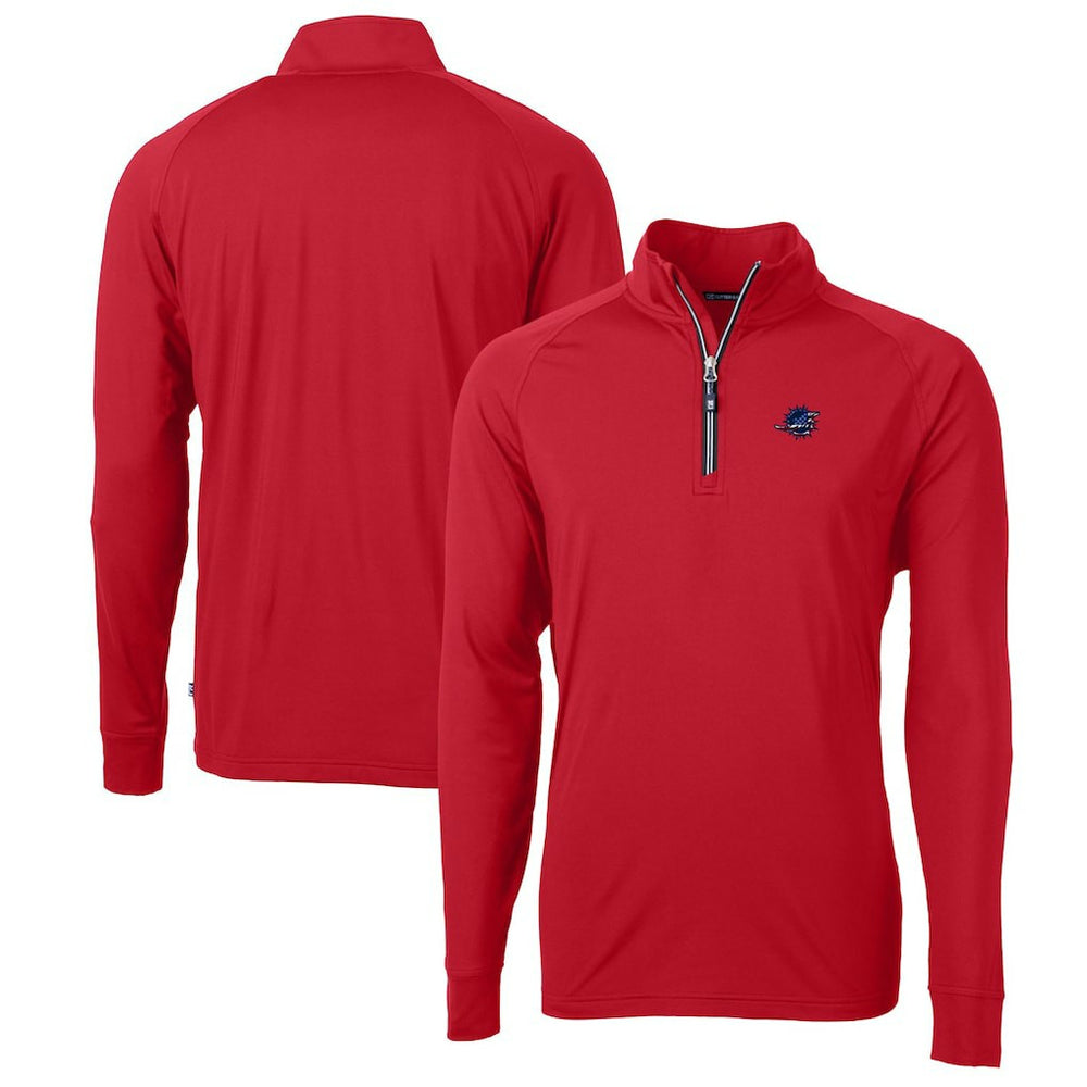 Miami Dolphins Cutter & Buck Big & Tall Adapt Eco Knit Stretch Recycled Quarter-Zip Pullover Top