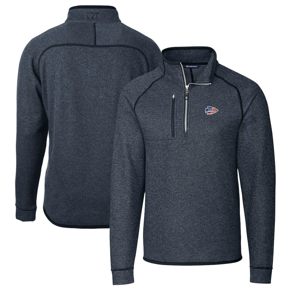 Kansas City Chiefs Cutter & Buck Big & Tall Mainsail Sweater Knit Half-Zip Pullover Jacket