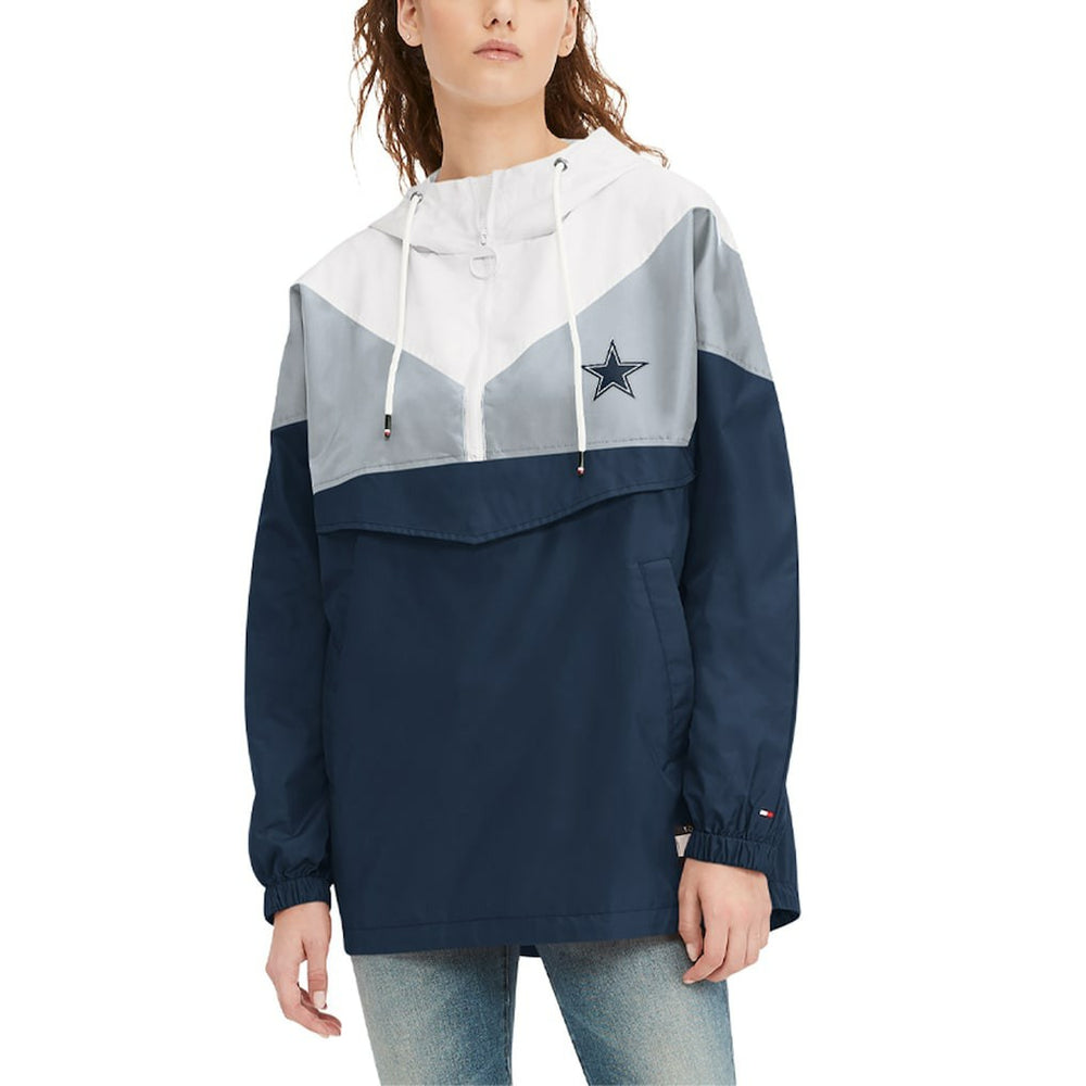 Dallas Cowboys Tommy Hilfiger Women's Staci Half-Zip Hoodie Windbreaker Jacket