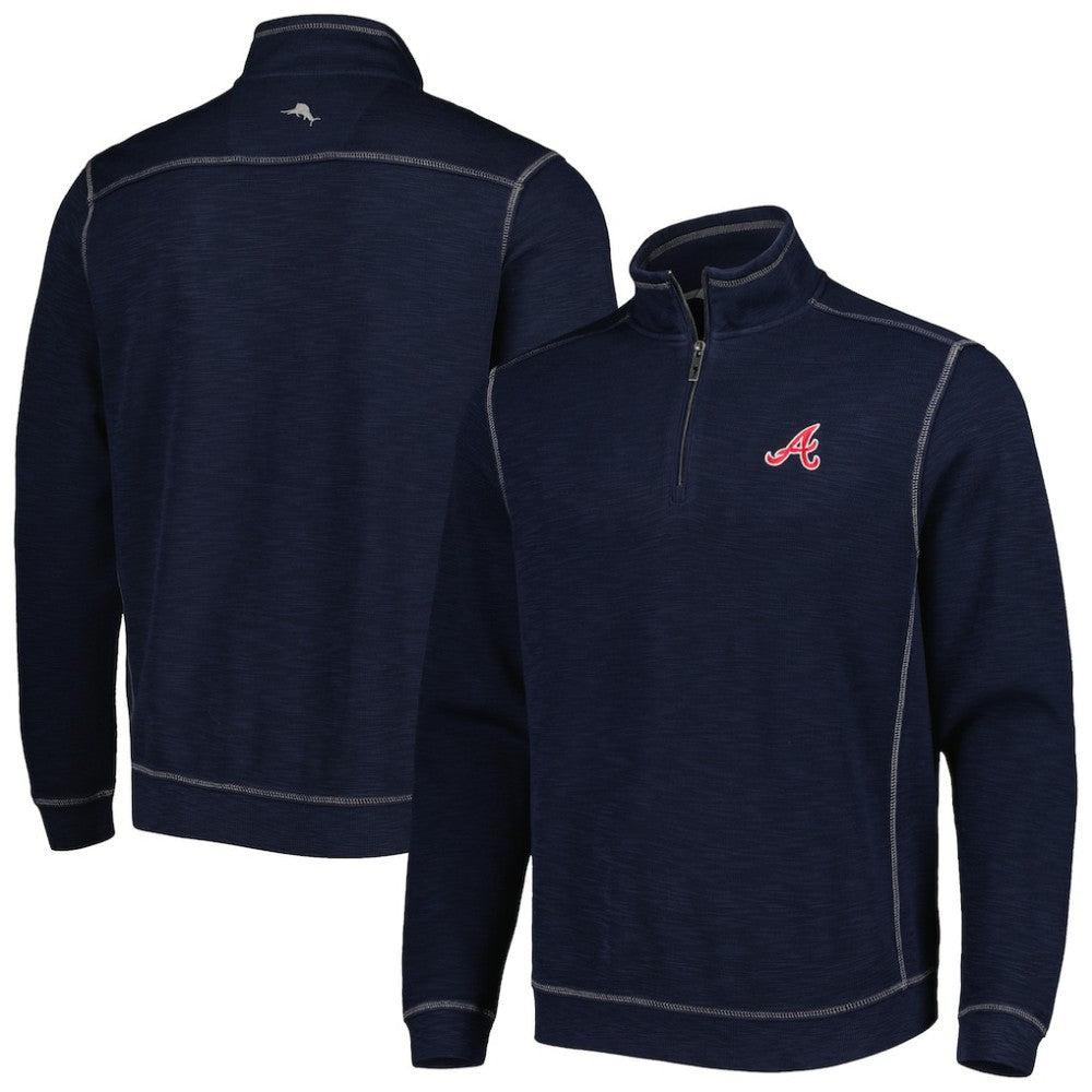 Atlanta Braves Tommy Bahama Tobago Bay Tri-Blend Quarter-Zip Sweatshirt | MLB Outlet