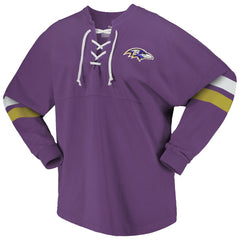 Baltimore Ravens Fanatics Women's Spirit Jersey Lace-Up V-Neck Long Sleeve T-Shirt