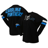 Carolina Panthers Fanatics Women's Spirit Jersey Lace-Up V-Neck Long Sleeve T-Shirt