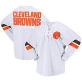 Cleveland Browns Fanatics Women's Spirit Jersey Lace-Up V-Neck Long Sleeve T-Shirt