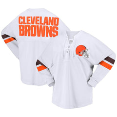 Cleveland Browns Fanatics Women's Spirit Jersey Lace-Up V-Neck Long Sleeve T-Shirt