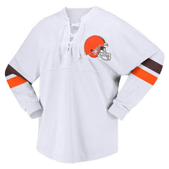 Cleveland Browns Fanatics Women's Spirit Jersey Lace-Up V-Neck Long Sleeve T-Shirt