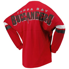 Tampa Bay Buccaneers Fanatics Women's Spirit Jersey Lace-Up V-Neck Long Sleeve T-Shirt