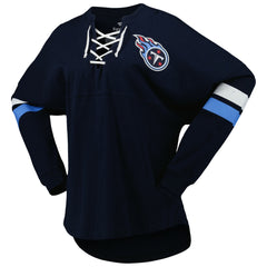 Tennessee Titans Fanatics Women's Spirit Jersey Lace-Up V-Neck Long Sleeve T-Shirt