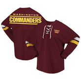 Washington Commanders Fanatics Women's Spirit Jersey Lace-Up V-Neck Long Sleeve T-Shirt