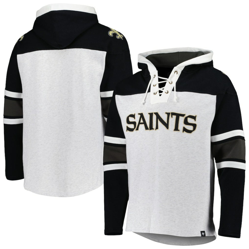 New Orleans Saints 47 brand '47 Gridiron Lace-Up Pullover Hoodie