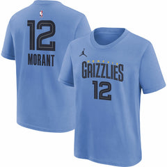 Ja Morant Memphis Grizzlies Jordan Brand Youth Statement Edition Name & Number Player T-Shirt Outlet