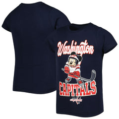 Washington Capitals Girls Youth Mickey Mouse Go Team Go T-Shirt For Sale