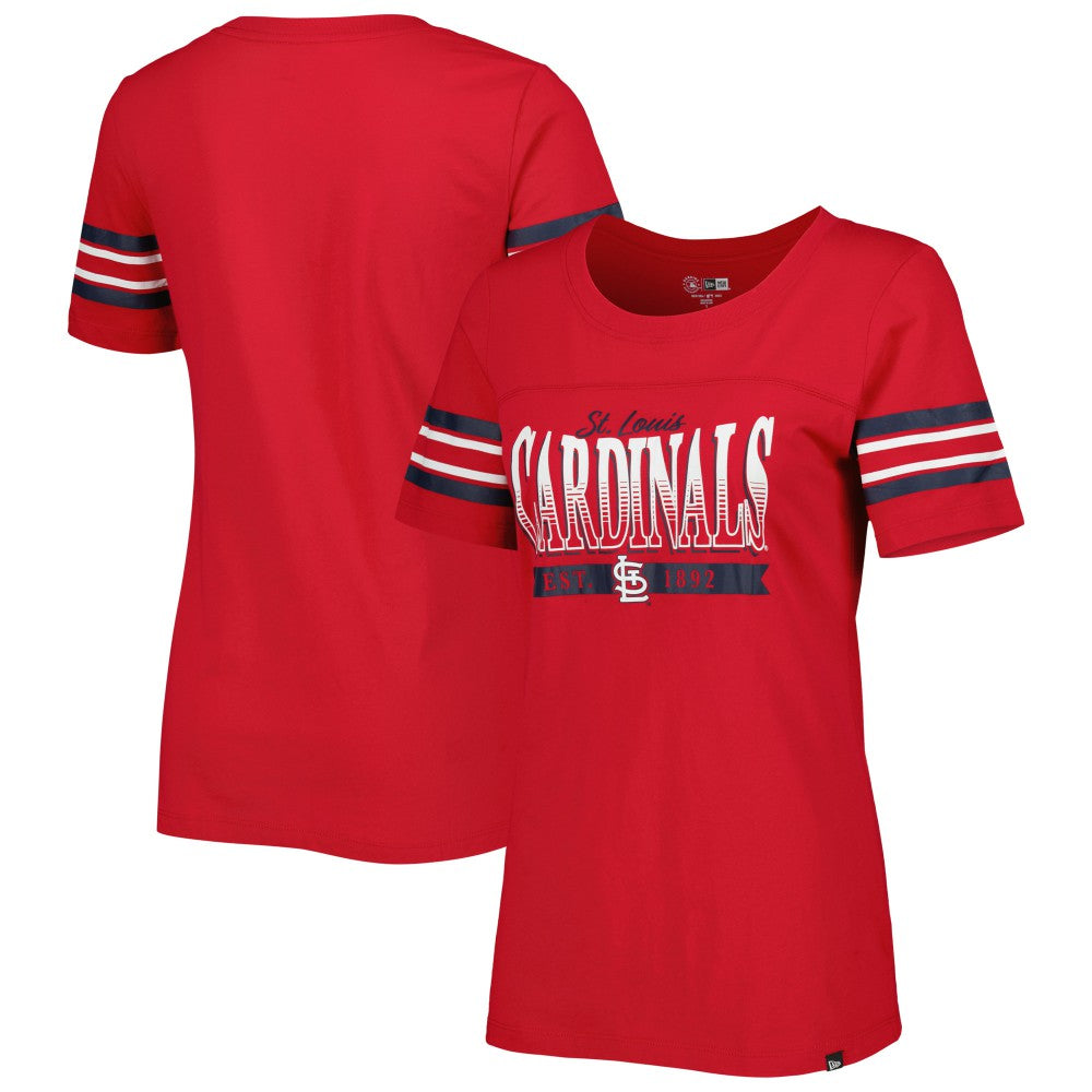 St. Louis Cardinals New Era Women's Team Stripe T-Shirt | MLB On Sale